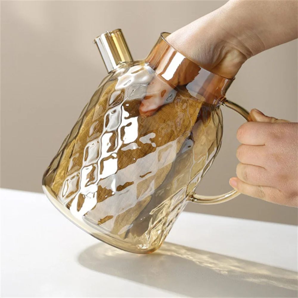 Théière en verre borosilicate avec couvercle bambou