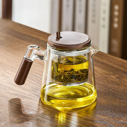 Théière individuelle à filtre intégré verre noyer