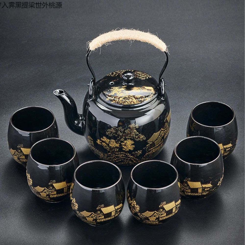 Service à thé noir en céramique