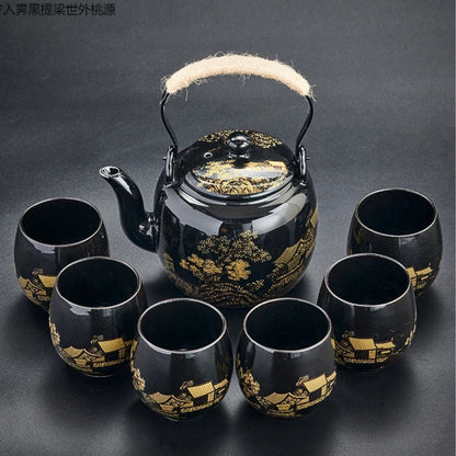 Service à thé noir en céramique