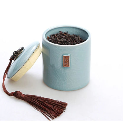 Boîte à thé en céramique avec couvercle bocal de rangement déco