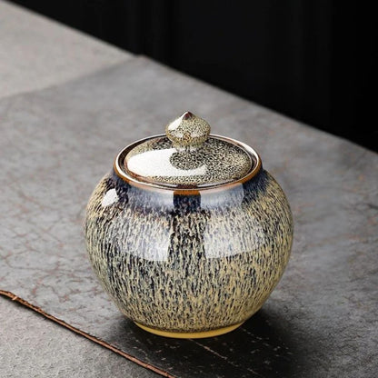 Boîte à thé en céramique texturée bocal hermétique décoratif