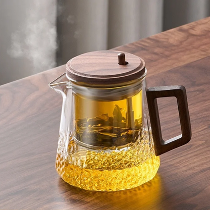 Théière en verre avec filtre couvercle magnétique
