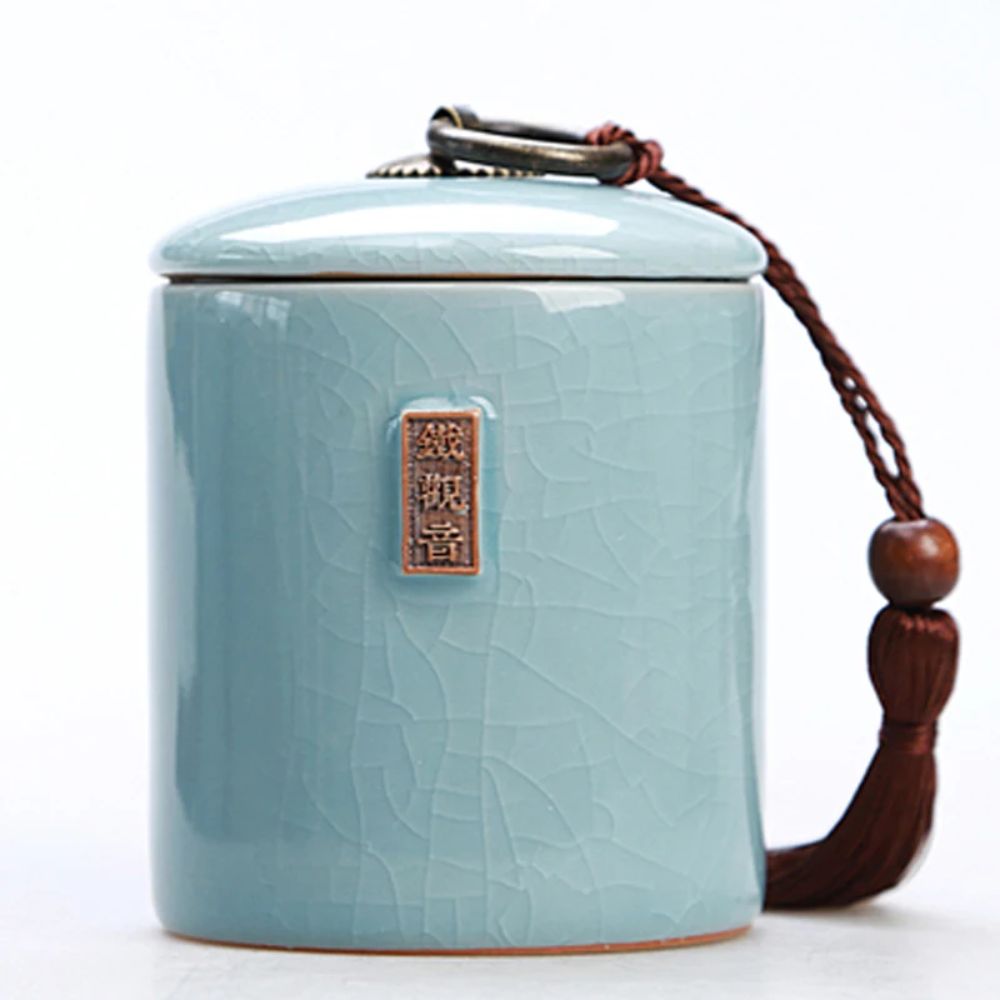 Boîte à thé en céramique avec couvercle bocal de rangement déco