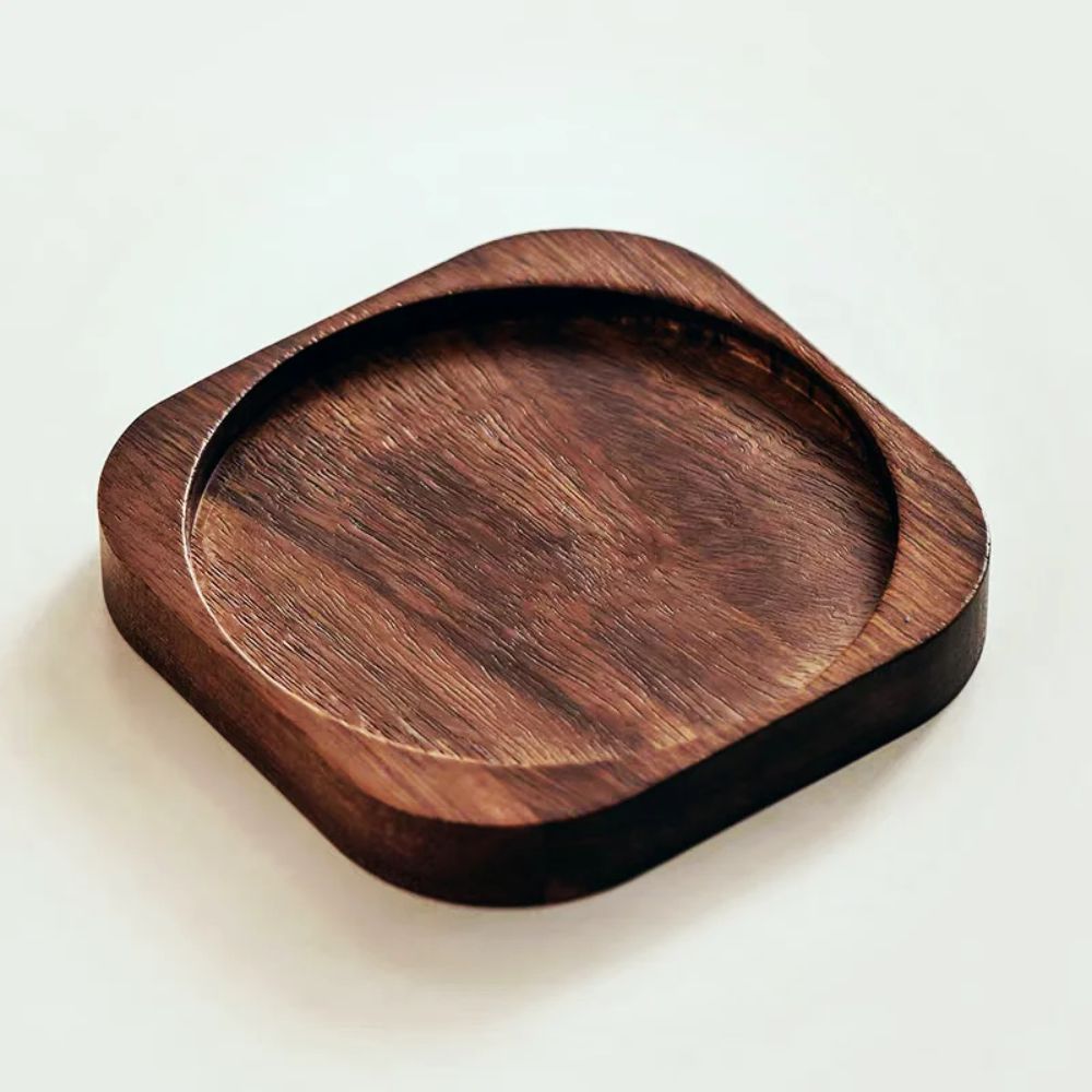 Tasse à thé en verre avec plateau bois cuillère