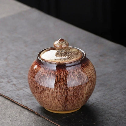Boîte à thé en céramique texturée bocal hermétique décoratif