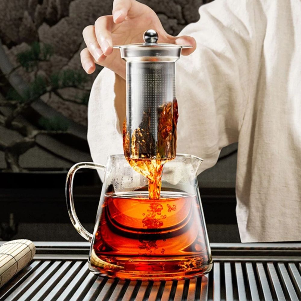 Théière en verre borosilicate avec filtre inox intégré