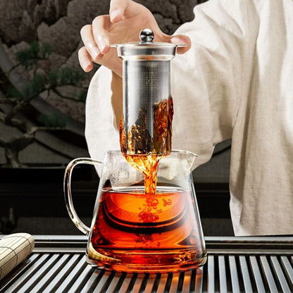 Théière en verre borosilicate avec filtre inox intégré