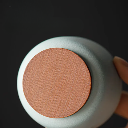 Boîte à thé en céramique avec couvercle bois petit format