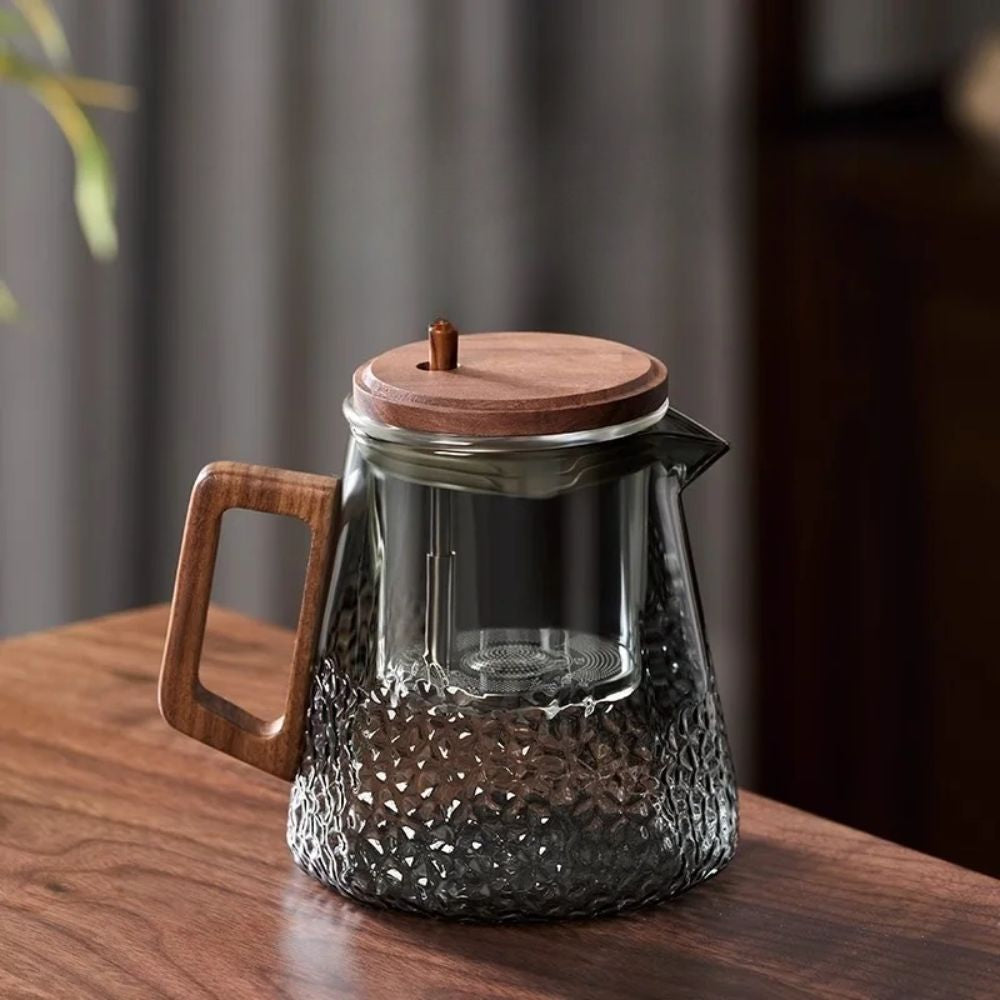 Théière en verre avec filtre couvercle magnétique