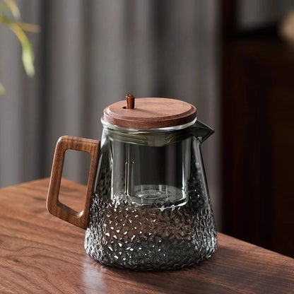 Théière en verre avec filtre couvercle magnétique