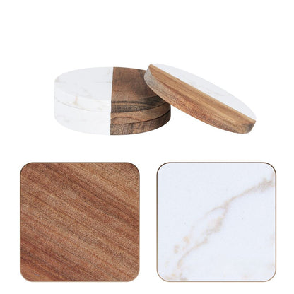 Lot de 4 sous-verres bois et marbre