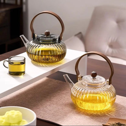 Théière en verre avec filtre vapeur design transparent