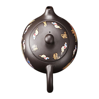 Théière chinoise en argile violette dragon phénix thermoréactifs