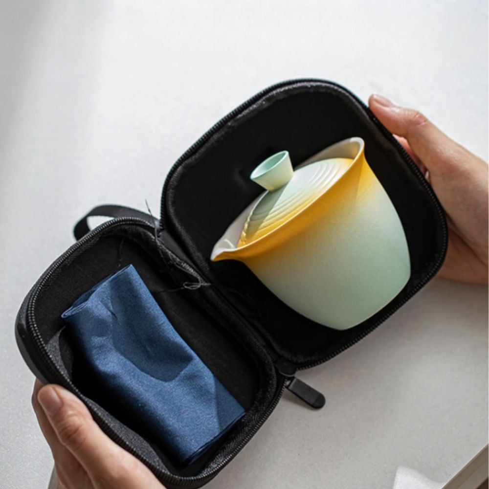 Service à thé portable en porcelaine céramique kit de voyage