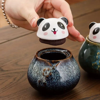 Boîte à thé en céramique motif panda décoratif