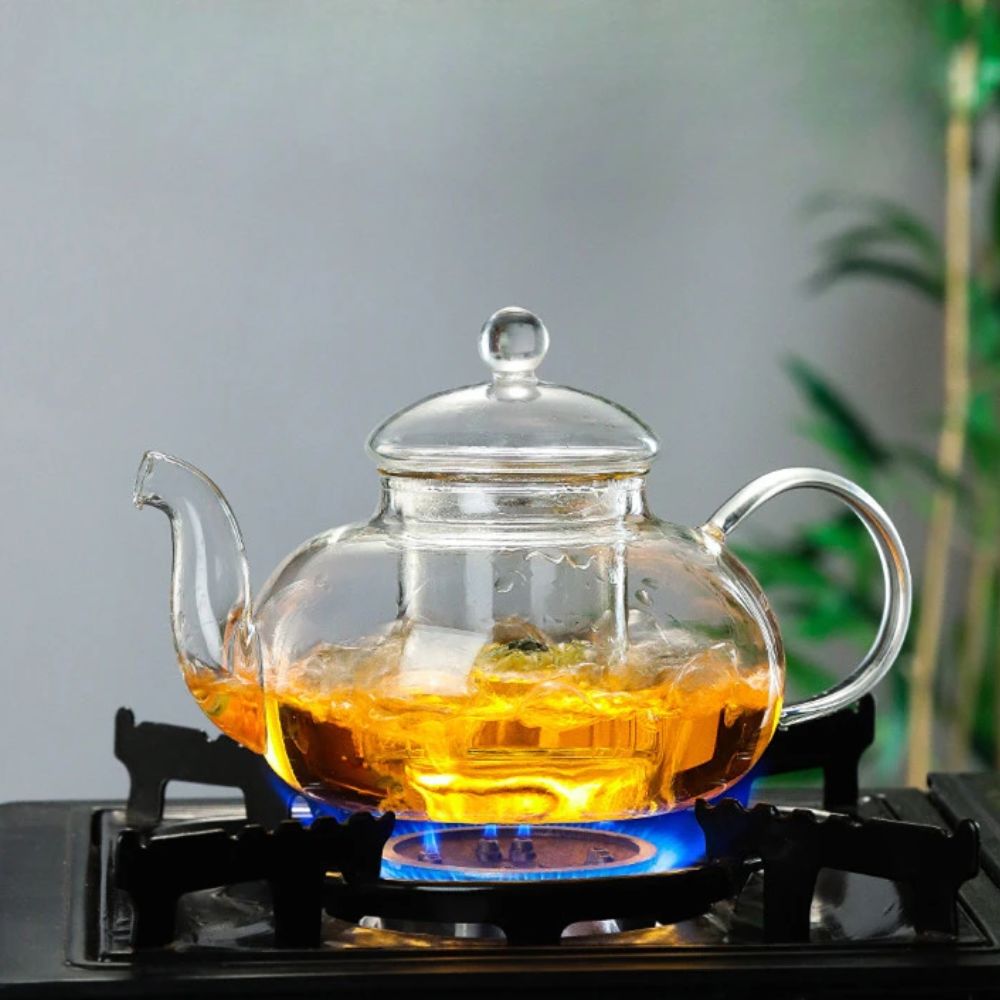 Théière en verre borosilicate avec filtre