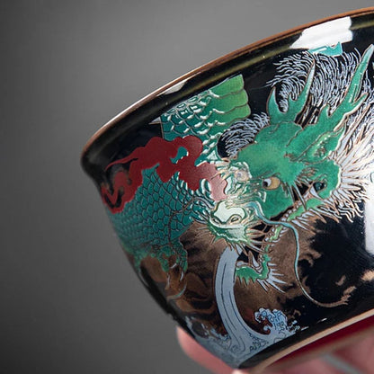 Tasse à thé chinoise Dragon en verre émaillé