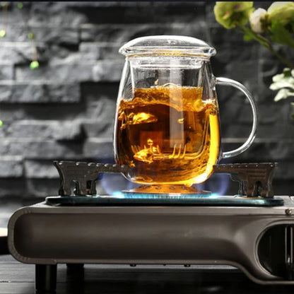 Tasse à thé chinois en verre avec filtre couvercle