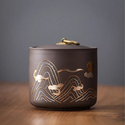 Boîte à thé en céramique artisanale design brut et naturel