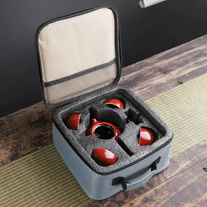 Service à thé chinois en porcelaine émaillée portable