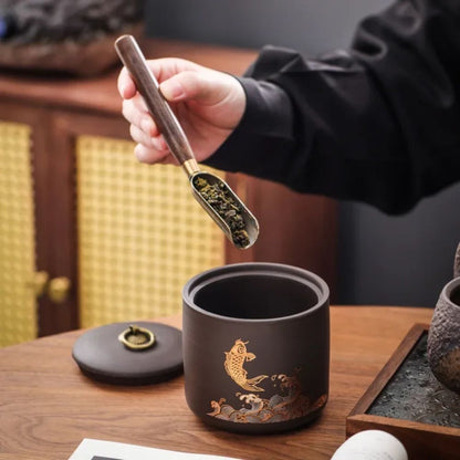 Boîte à thé en céramique artisanale design brut et naturel