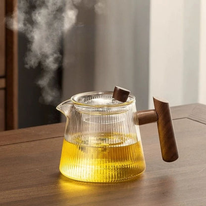 Théière en verre borosilicate couvercle bois