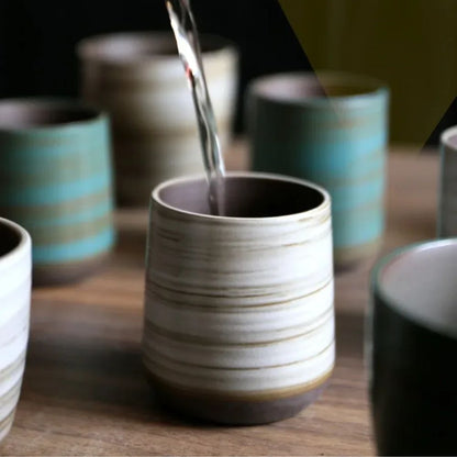 Tasse à thé en grès craquelé peint à la main style vintage zen