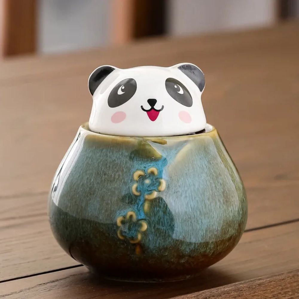 Boîte à thé en céramique motif panda décoratif