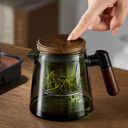 Théière individuelle à filtre intégré verre noyer