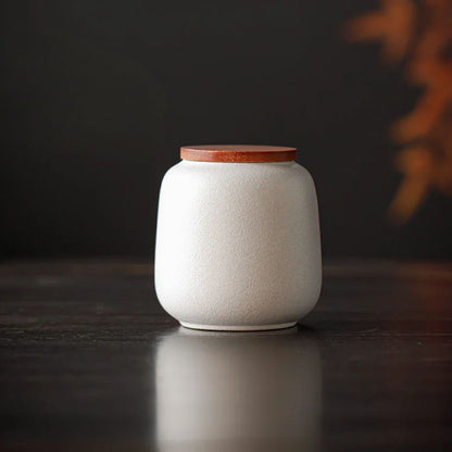 Boîte à thé en céramique avec couvercle bois petit format