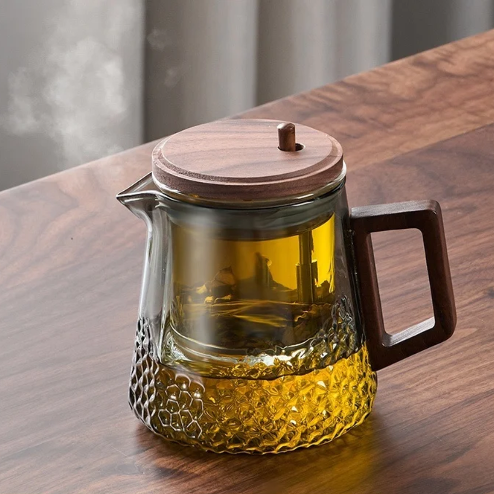 Théière en verre avec filtre couvercle magnétique