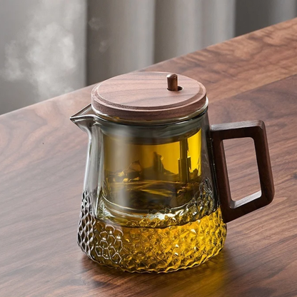 Théière en verre avec filtre couvercle magnétique