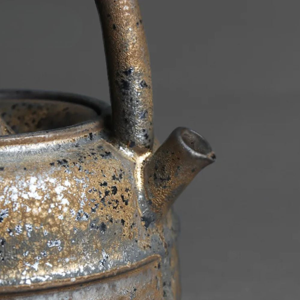 Théière japonaise en grès anse large émaillage artisanal