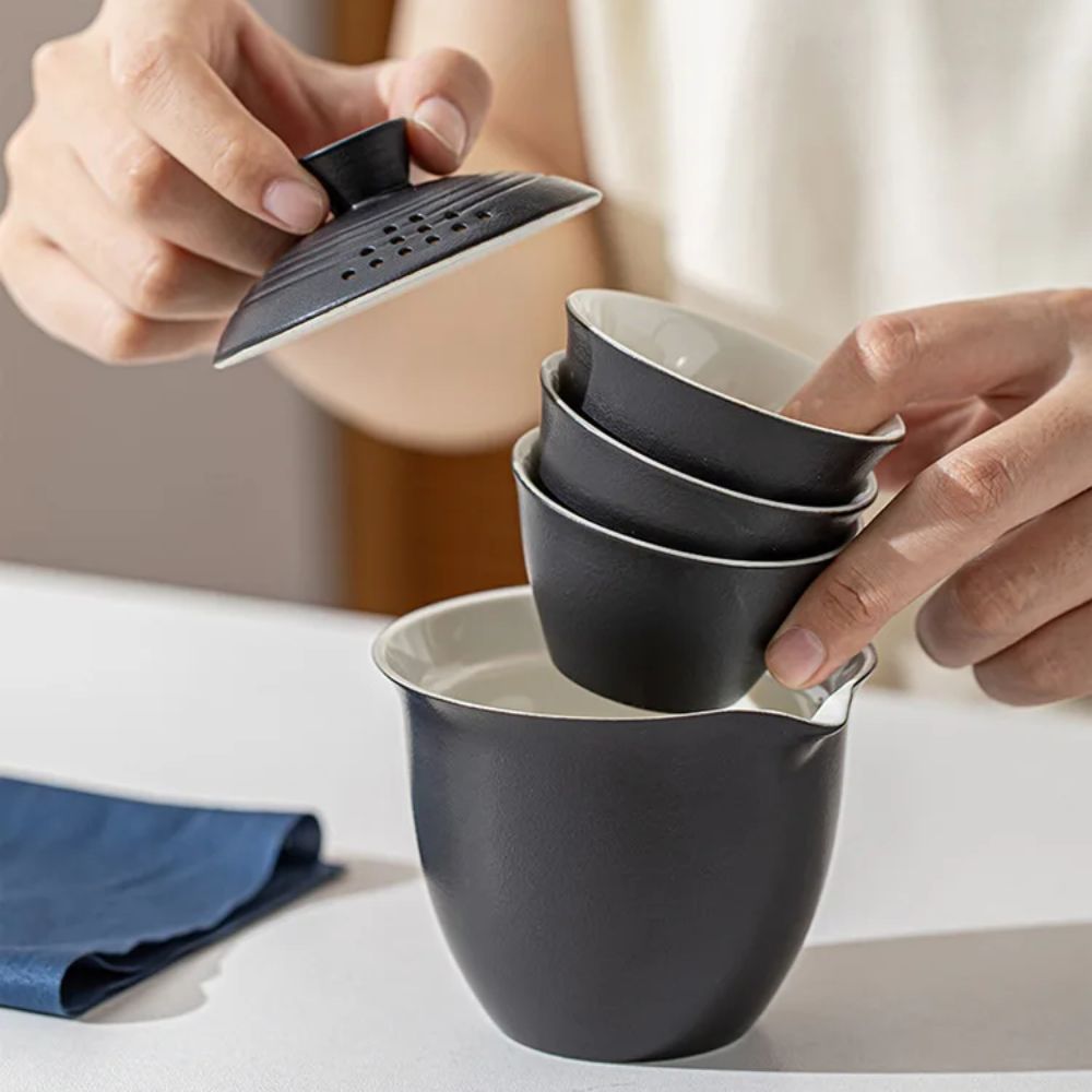 Service à thé portable en porcelaine céramique kit de voyage