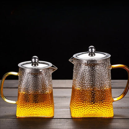 Théière en verre martelé avec filtre inox intégré
