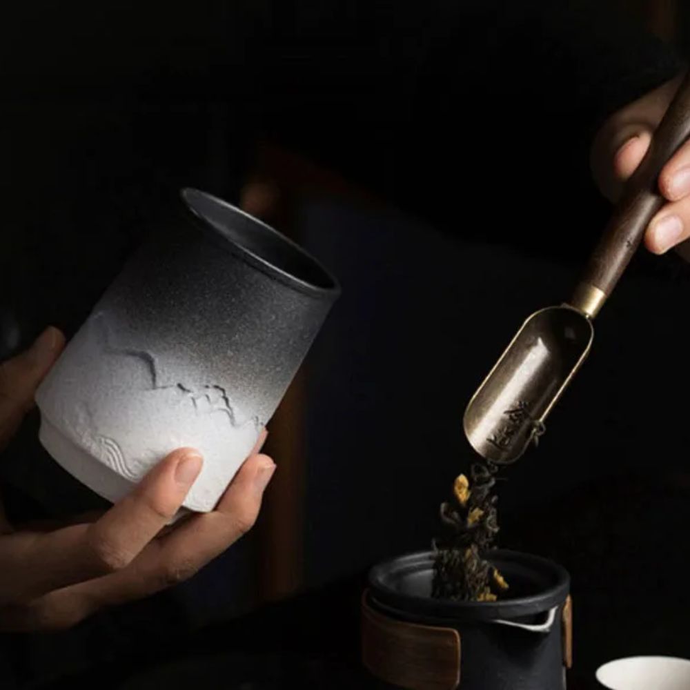 Boîte à thé en céramique vintage étanche artisanale