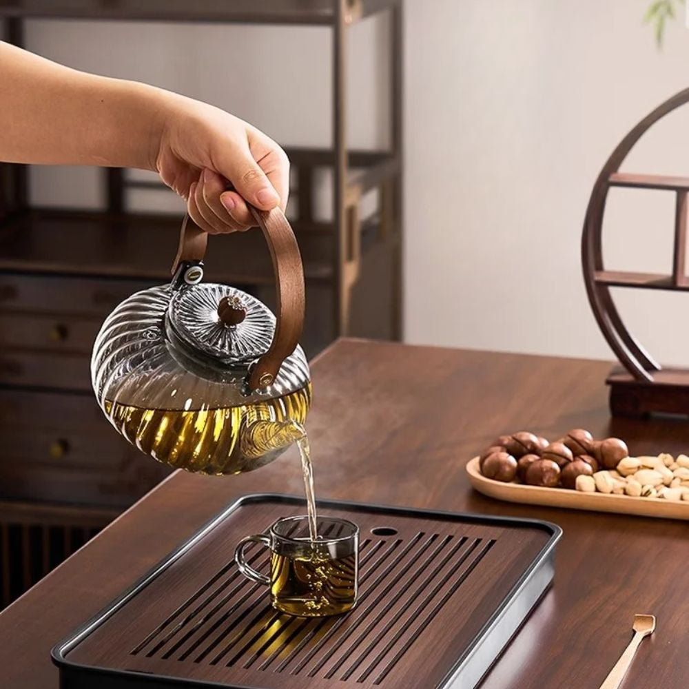 Théière en verre avec filtre vapeur design transparent