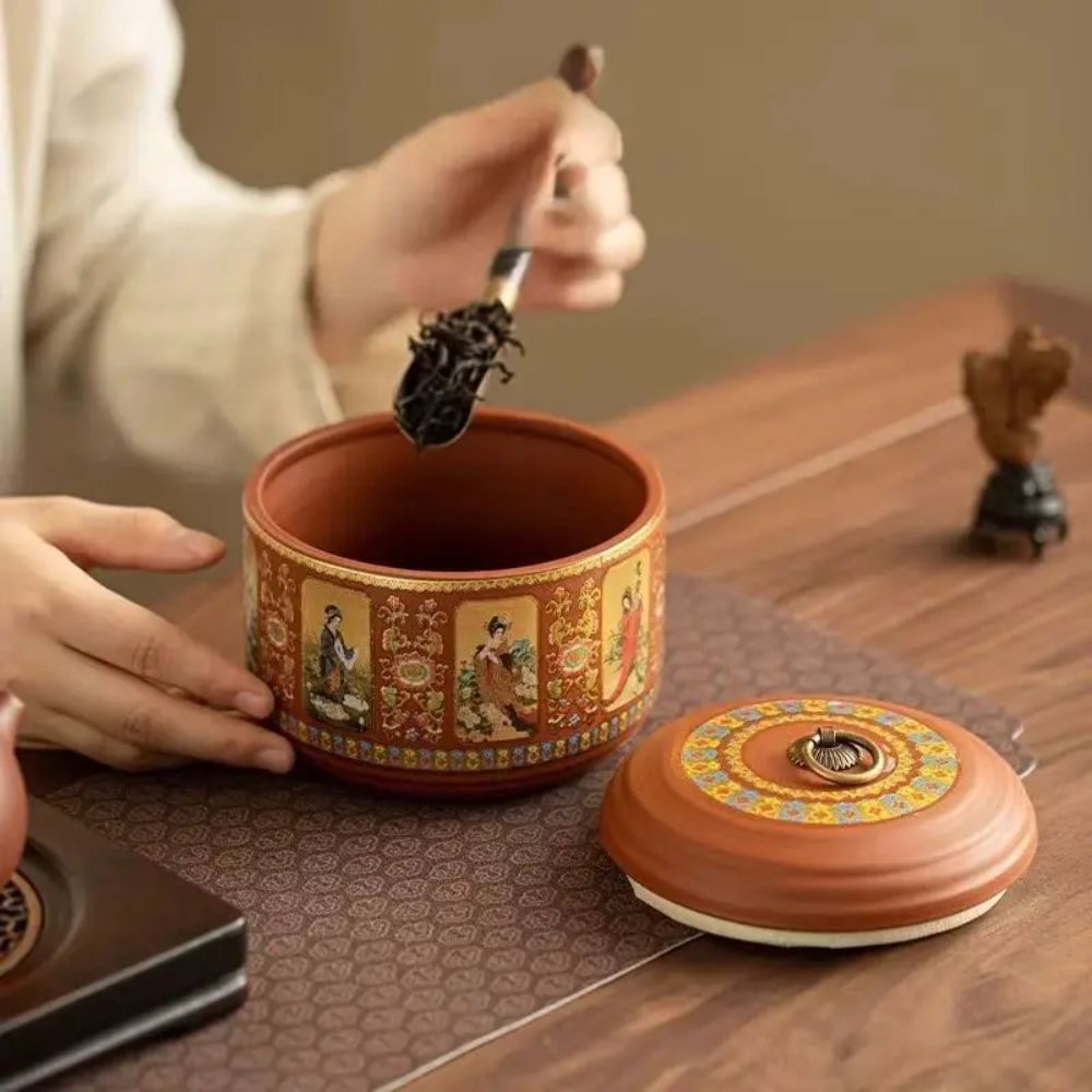 Boîte à thé en argile violette pot hermétique de voyage