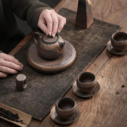 Tasse à thé japonaise en céramique style artisanal pigmenté