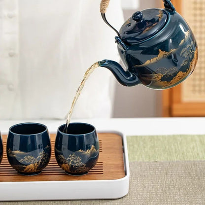 Tasse à thé japonaise noire en céramique
