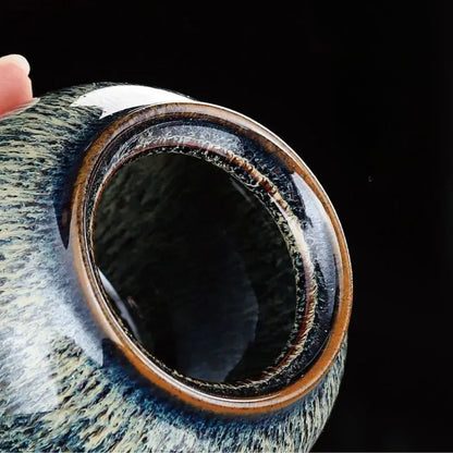 Boîte à thé en céramique texturée bocal hermétique décoratif