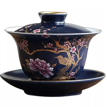 Tasse à thé en céramique dorée Gaiwan