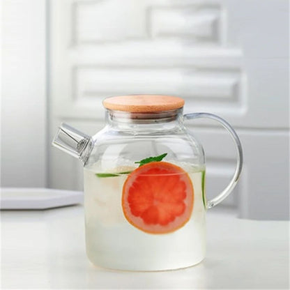 Théière en verre avec couvercle bambou