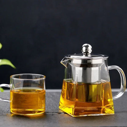 Théière en verre résistant à la chaleur filtre inox