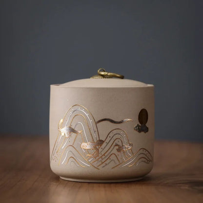 Boîte à thé en céramique artisanale design brut et naturel