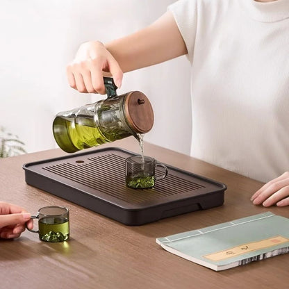 Théière en verre forme bambou avec filtre