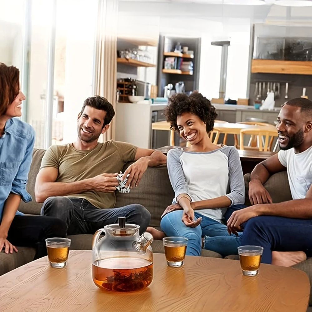 Théière en verre avec infuseur inox amovible design moderne