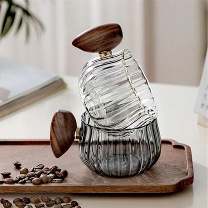 Tasse à thé en verre borosilicate avec anse bois