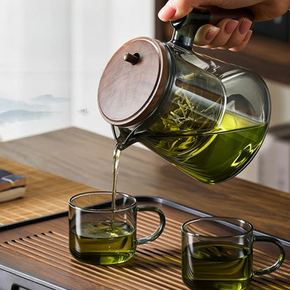 Théière individuelle à filtre intégré verre noyer
